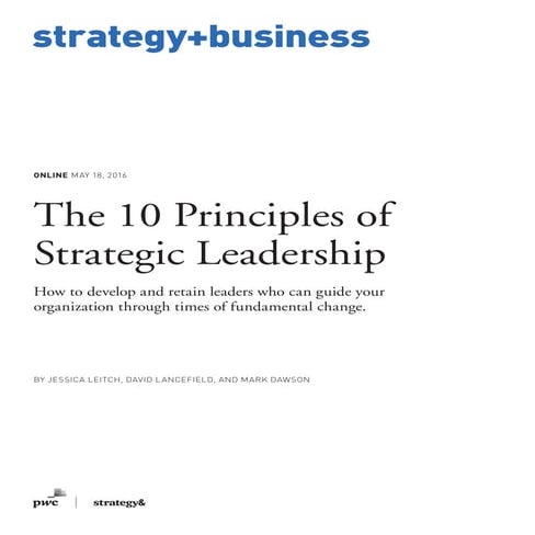 10 Principles of Strategic Leadership | PDF