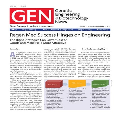 RegenMed success hinges on engineering