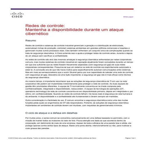 Redes de controle: Mantenha a disponibilidade durante um ataque cibernético