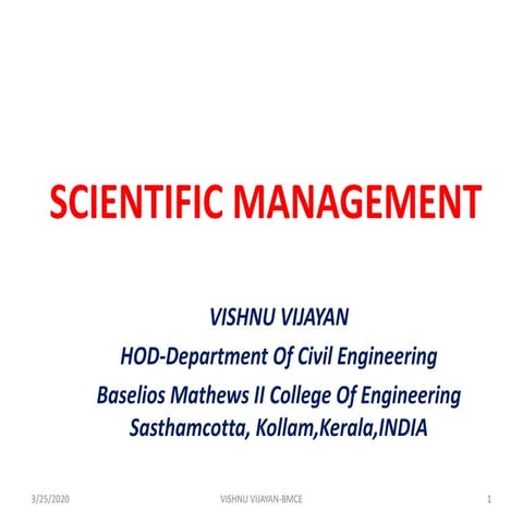 SCIENTIFIC MANAGEMENT