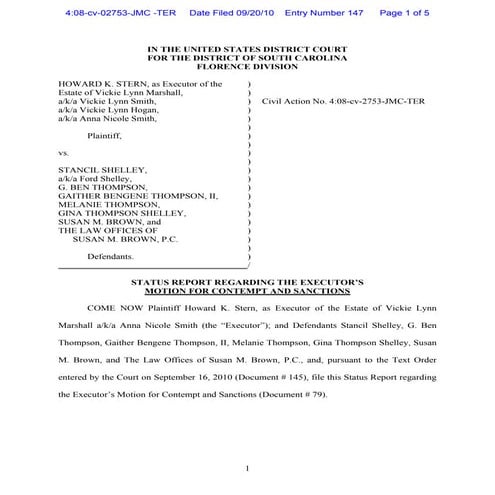  HKS status report on motion for contempt