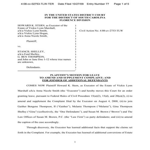 Motion for Leave To Amend And Add Known Jane Does