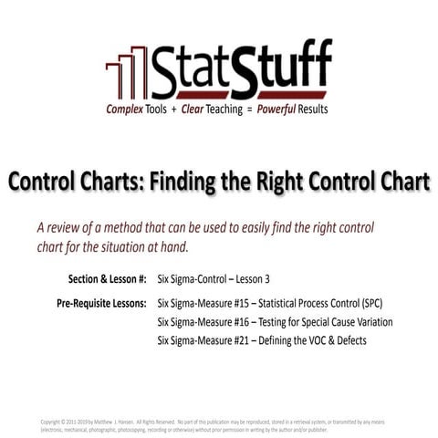 Control Charts: Finding the Right Control Chart