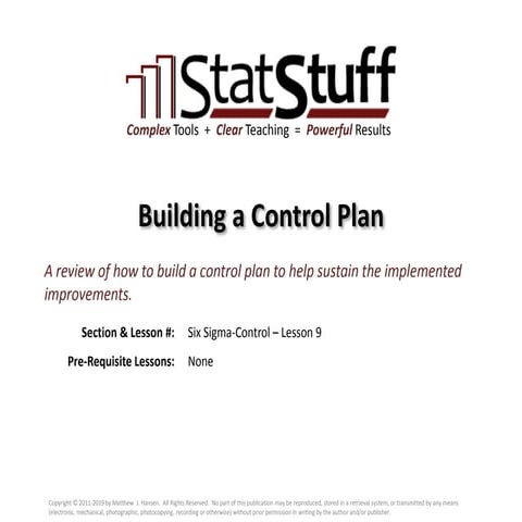 Building a Control Plan