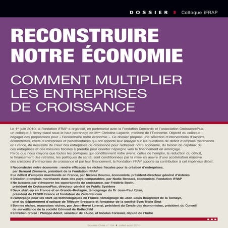 Reconstruire notre économie