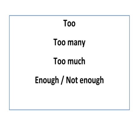 Sc2 Unit 7 Too, Too Many, Too Much, Enough