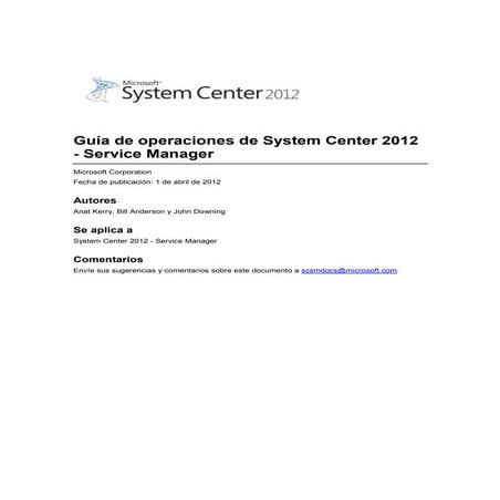  Guía de operaciones de Service Manager 2012 - Español