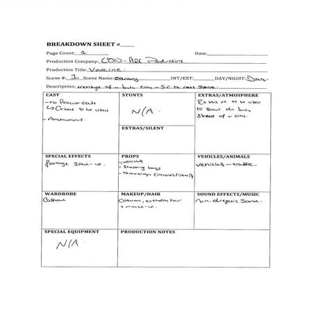 Shot Breakdown Sheet