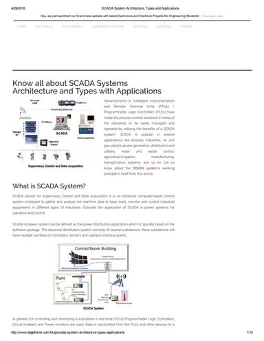 Scada system architecture, types and applications