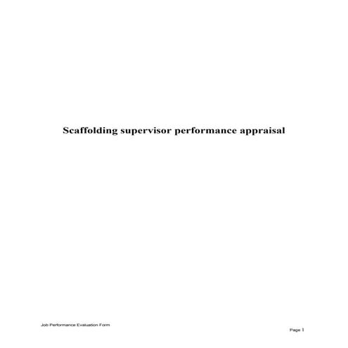 Scaffolding supervisor performance appraisal