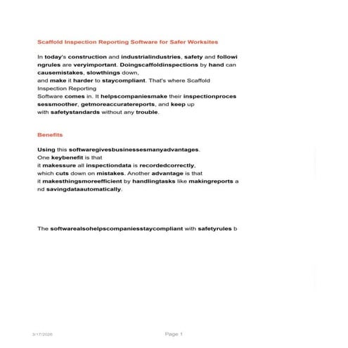 Scaffold Inspection Reporting Software for Safer Worksites | PPTX