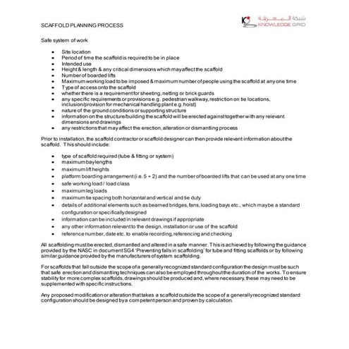 Scaffolding planning process