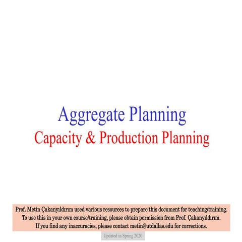 Aggregate Planning & Production Planning | PDF