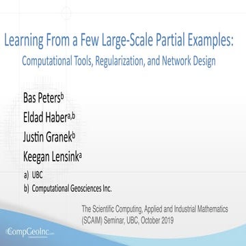 Learning From a Few Large-Scale Partial Examples:  Computational Tools, Regul...
