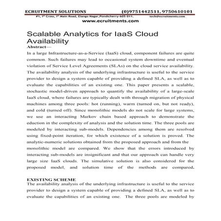 Scalable analytics for iaa s cloud availability