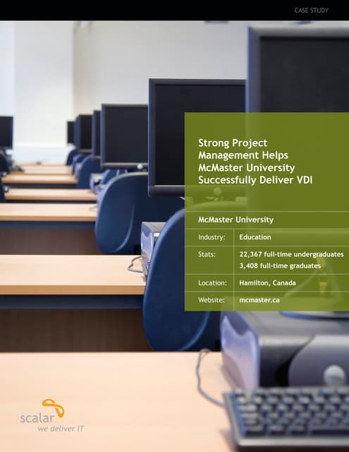 Scalar Case Study: Strong Project Management Helps McMaster University Succes...