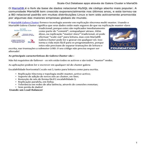 Scale out database apps através de galera cluster e maria db