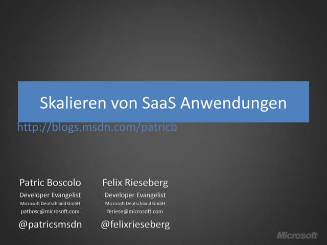 Wie skaliert man Software as a Service Applikationen in der Windows Azure Cloud