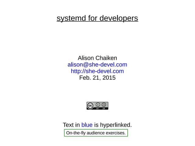 Systemd for developers