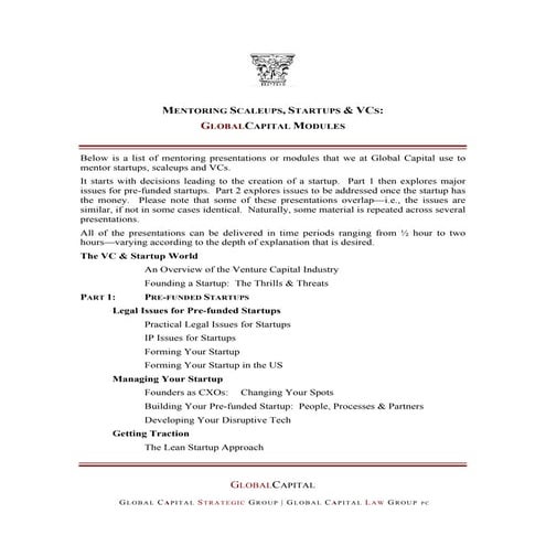 Scaleup and startup curriculum from Global Capital