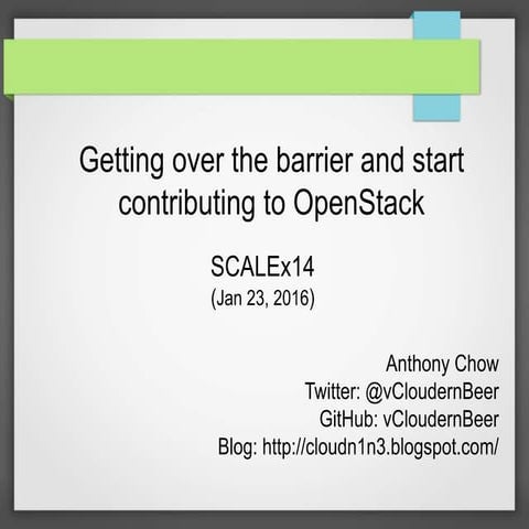 Getting over the barrier and start contributing to OpenStack