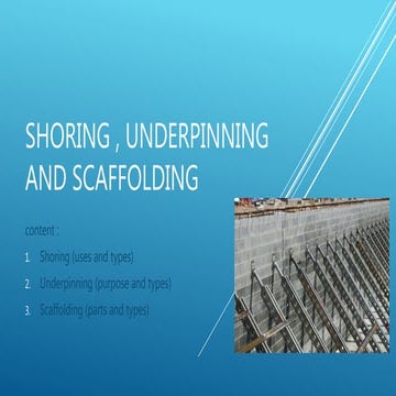 Scaffolding, underepinning and shoring