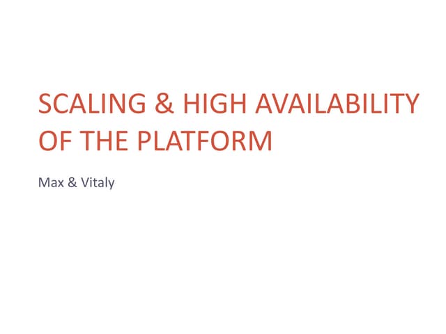 CAP: Scaling, HA