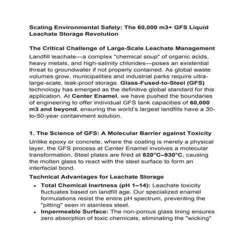 Scaling Environmental Safety The 60,000 m3+ GFS Liquid Leachate Storage ...