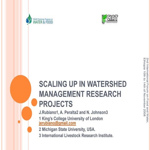 Scaling Up in Watershed Management Research Projects