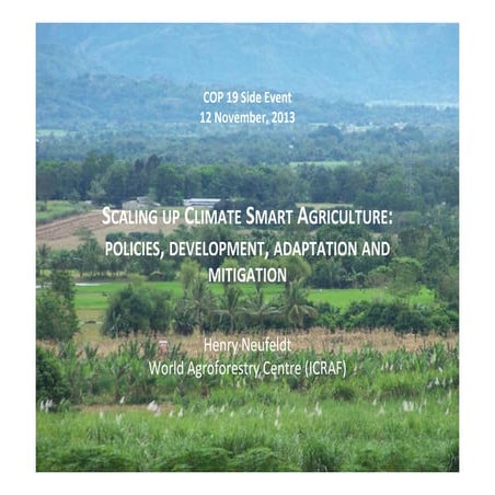 Scaling up Climate Smart Agriculture:  policies, development, adaptation and ...