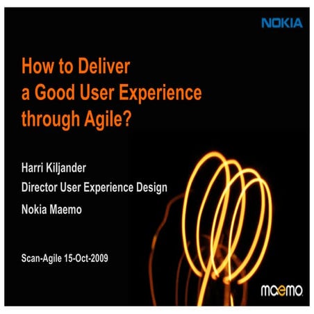 Bridging user experience design with agile product development