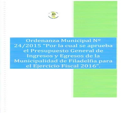 Ordenanza Junta Municipal de Filadelfia 