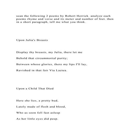 scan the following 2 poems by Robert Herrick. analyze each poems rhy.docx