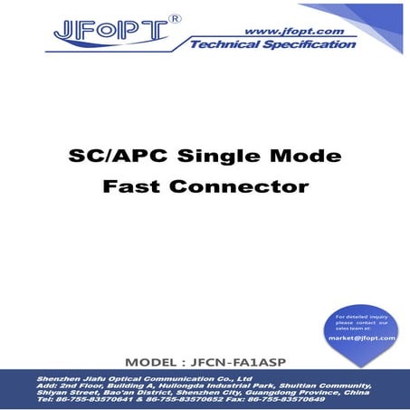 Sc apc sm fast connector | PDF