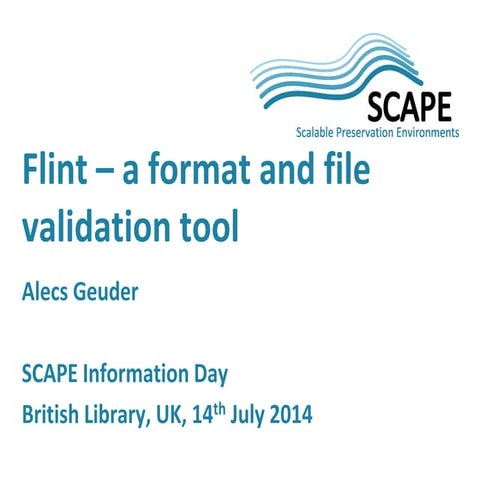 SCAPE Information day at BL - Flint, a Format and File Validation Tool