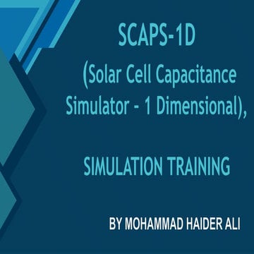 Comprehensive SCAPS-1D Solar Cell Capacitance Simulation Training by ...