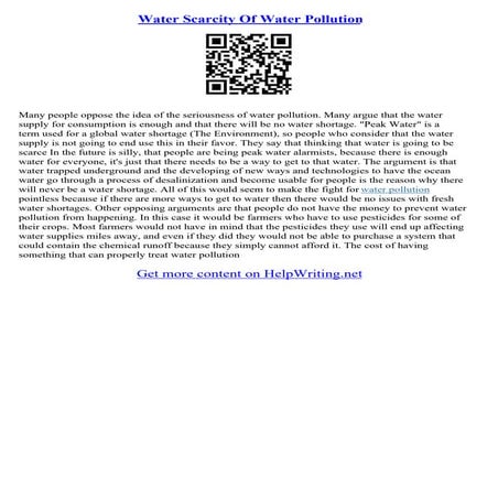 Scarcity Of Water Essay