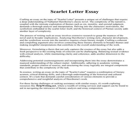 Scarlet Letter Essay. Rose State College