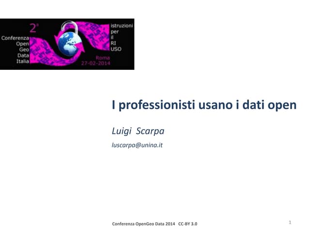 OpenGeoData Italia - Luigi Scarpa "I professionisti riusano i dati open"