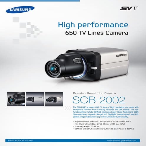 Samsung Techwin SCB-2002 Data Sheet