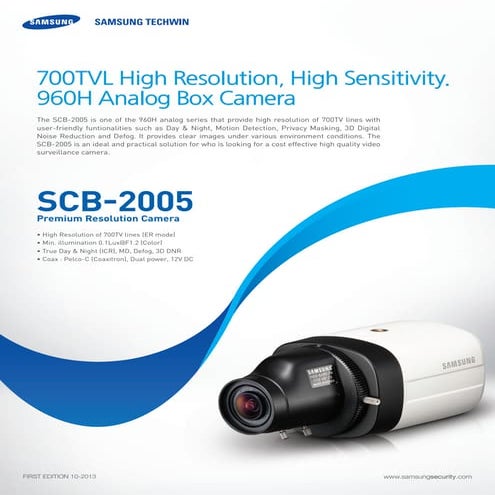 Samsung Techwin SCB-2005 Data Sheet