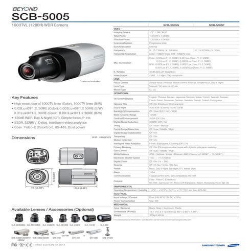 Samsung Techwin SCB-5005 Data Sheet