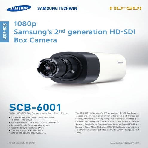 Samsung Techwin SCB-6001 Data Sheet