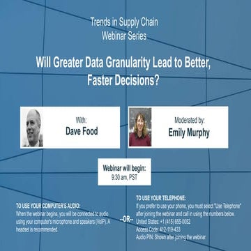 Trends in Supply Chain: Will Greater Data Granularity Lead to Better, Faster ...