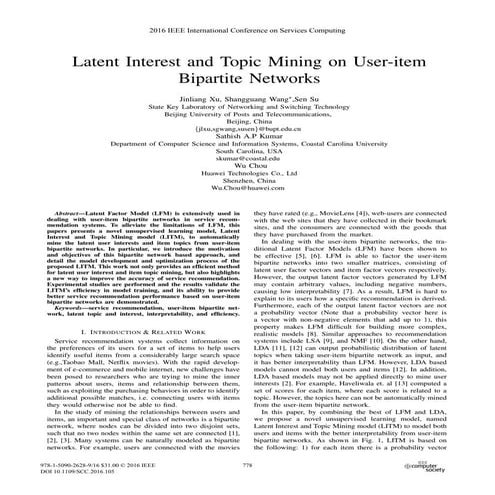 Latent Interest and Topic Mining on User-item Bipartite Networks