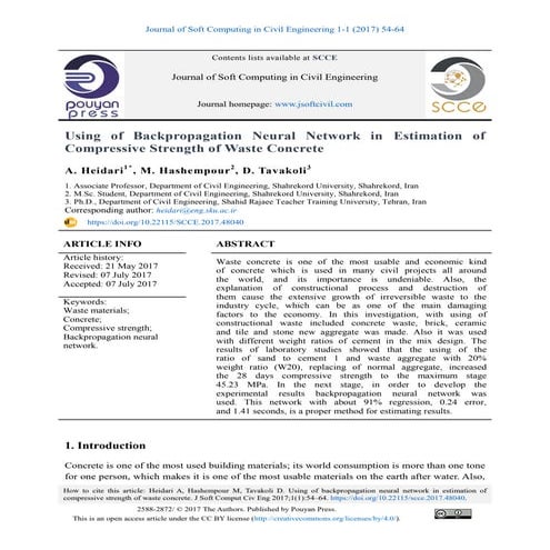 Using of Backpropagation Neural Network in Estimation of Compressive Strength...