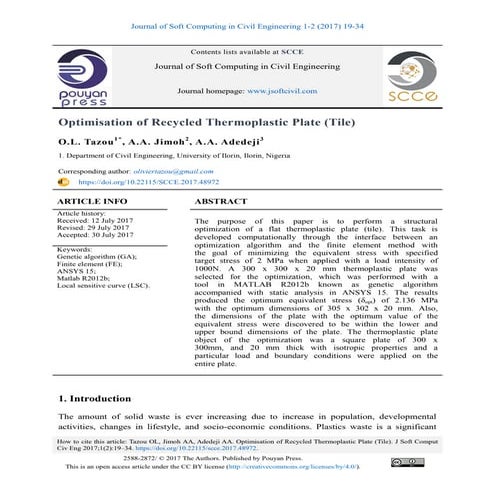 Optimisation of Recycled Thermoplastic Plate (Tile)