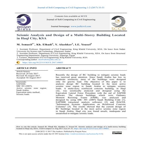 Seismic Analysis and Design of a Multi-Storey Building Located in Haql ...