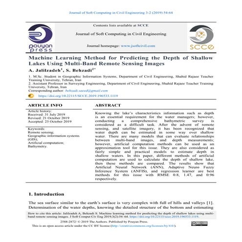 Machine Learning Method for Predicting the Depth of Shallow Lakes Using Multi...