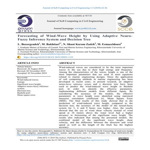 Forecasting of Wind-Wave Height by Using Adaptive Neuro-Fuzzy Inference Syste...
